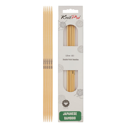 Set of 5 KnitPro bamboo double-pointed knitting needles, 3.25mm, 15cm