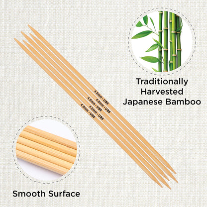 Set of 5 KnitPro bamboo double-pointed knitting needles, 4.00mm, 15cm