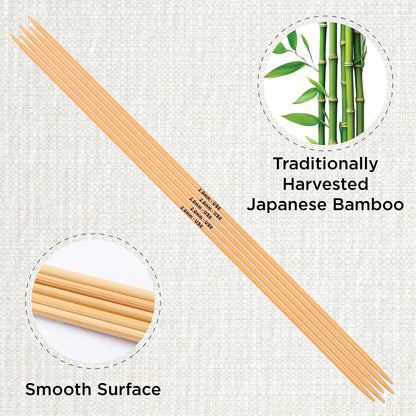 Set of 5 KnitPro bamboo double-pointed knitting needles, 2.00mm, 20cm