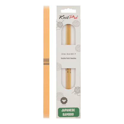 Set of 5 KnitPro bamboo double-pointed knitting needles, 2.00mm, 20cm
