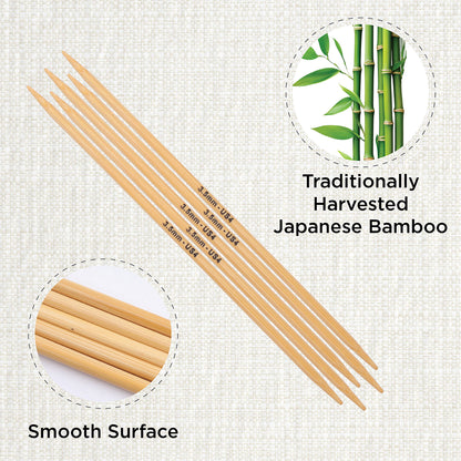 Set of 5 KnitPro bamboo double-pointed knitting needles, 3.50mm, 20cm