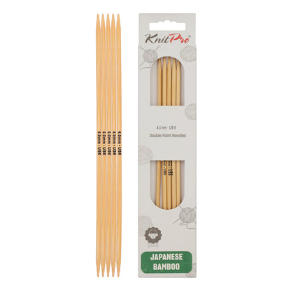 Set of 5 KnitPro bamboo double-pointed knitting needles, 4.00mm, 20cm