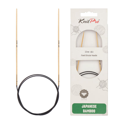 KnitPro bamboo fixed circular knitting needle with black nylon cable, 40cm, 2mm