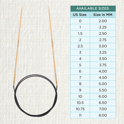 KnitPro bamboo fixed circular knitting needle with black nylon cable, 40cm, 2.25mm