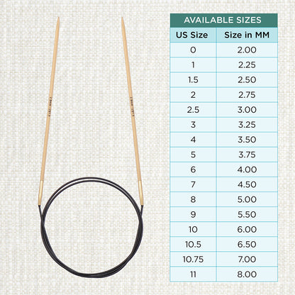KnitPro bamboo fixed circular knitting needle with black nylon cable, 40cm, 2.5mm