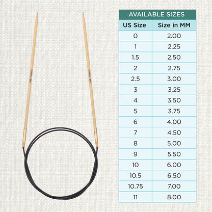 KnitPro bamboo fixed circular knitting needle with black nylon cable, 40cm, 2.75mm