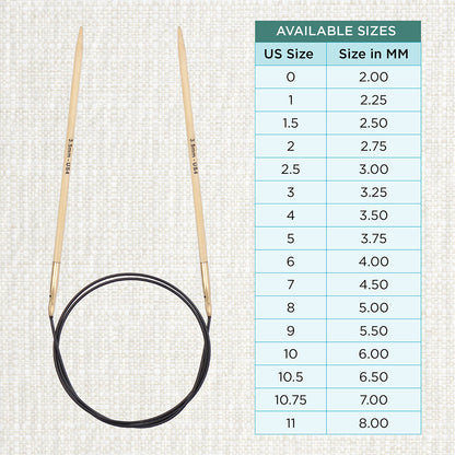 KnitPro bamboo fixed circular knitting needle with black nylon cable, 40cm, 3.5mm