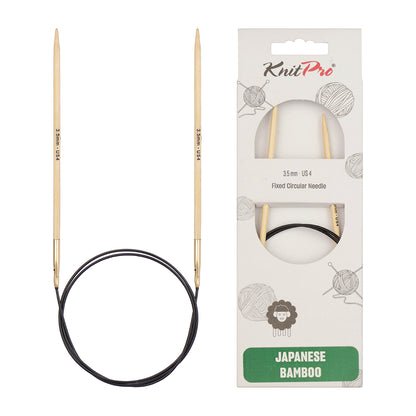 KnitPro bamboo fixed circular knitting needle with black nylon cable, 40cm, 3.5mm
