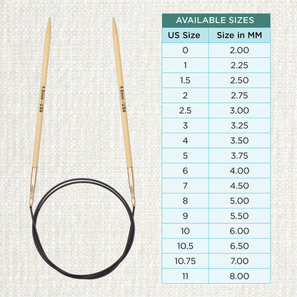 KnitPro bamboo fixed circular knitting needle with black nylon cable, 40cm, 4mm