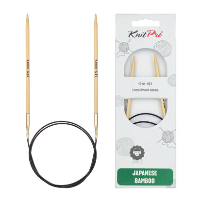 KnitPro bamboo fixed circular knitting needle with black nylon cable, 40cm, 4mm