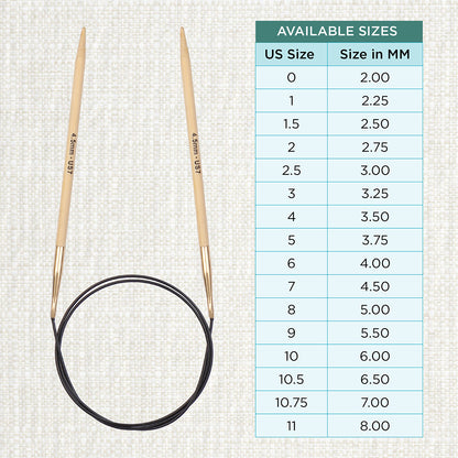 KnitPro bamboo fixed circular knitting needle with black nylon cable, 40cm, 4.5mm