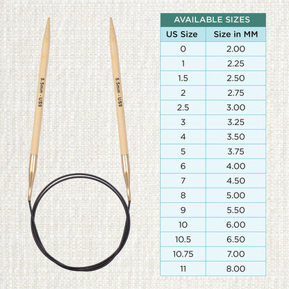 KnitPro bamboo fixed circular knitting needle with black nylon cable, 40cm, 5.5mm