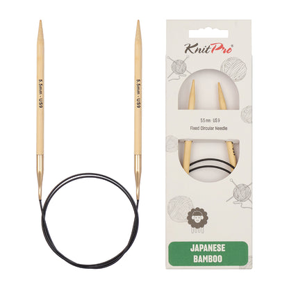 KnitPro bamboo fixed circular knitting needle with black nylon cable, 40cm, 5.5mm