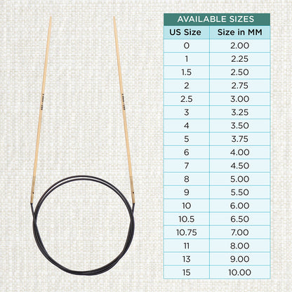 KnitPro bamboo fixed circular knitting needle with black nylon cable, 60cm, 2mm