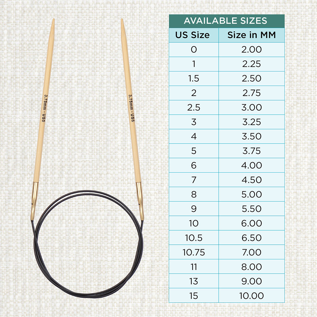 KnitPro bamboo fixed circular knitting needle 3.75mm with 60cm black cable
