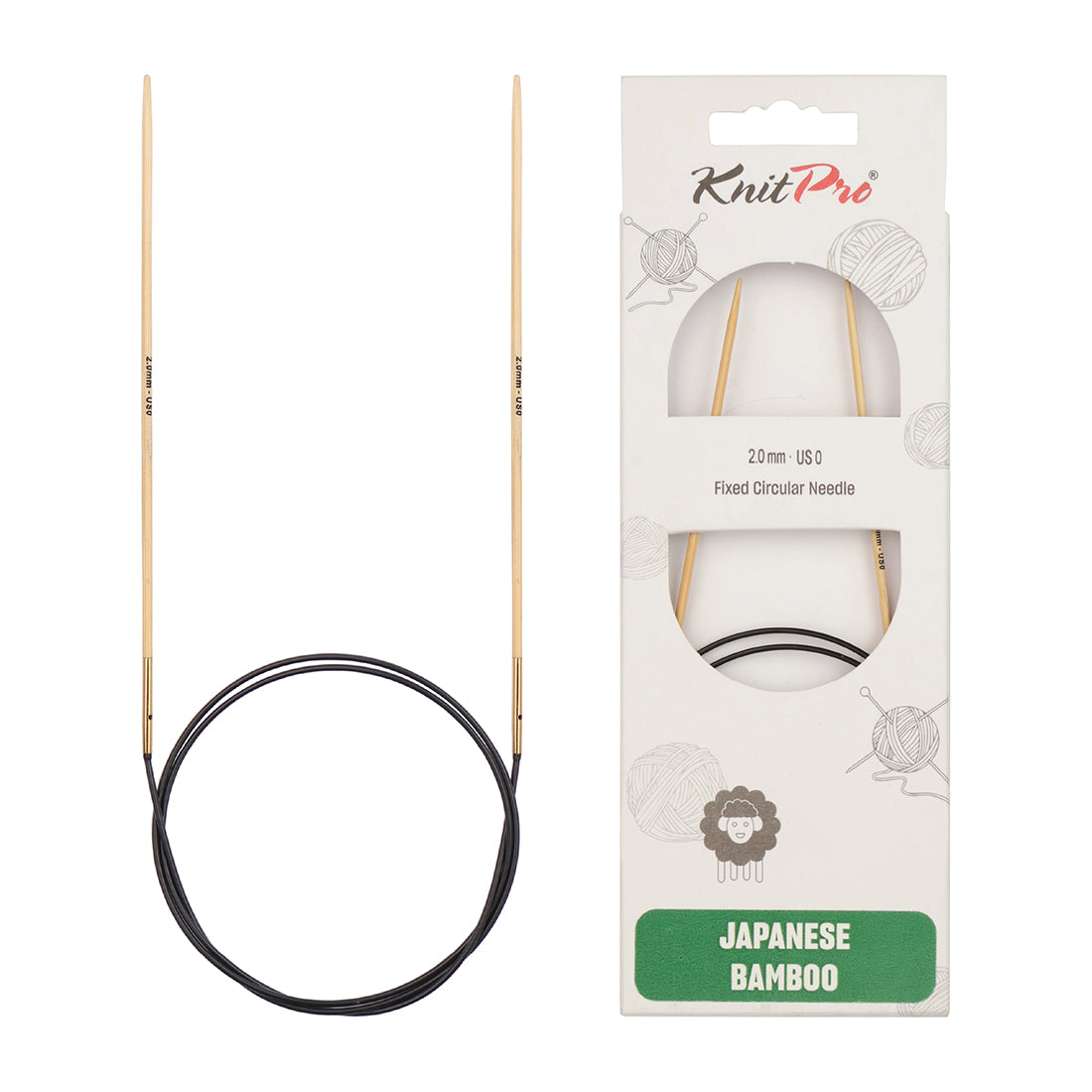 KnitPro bamboo fixed circular knitting needle 2.0mm with 80cm black cable