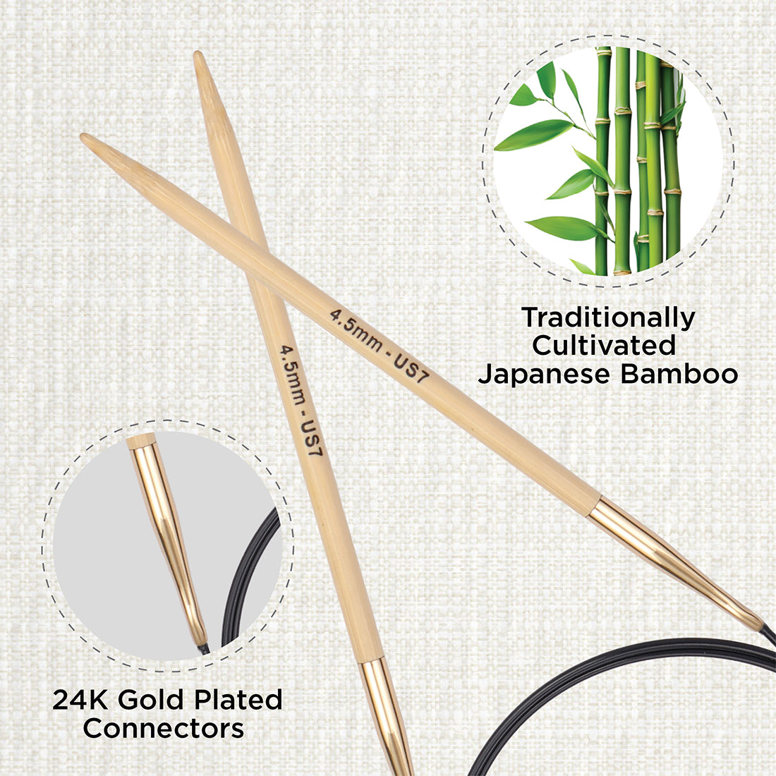 KnitPro bamboo fixed circular knitting needle 4.5mm with 80cm black cable