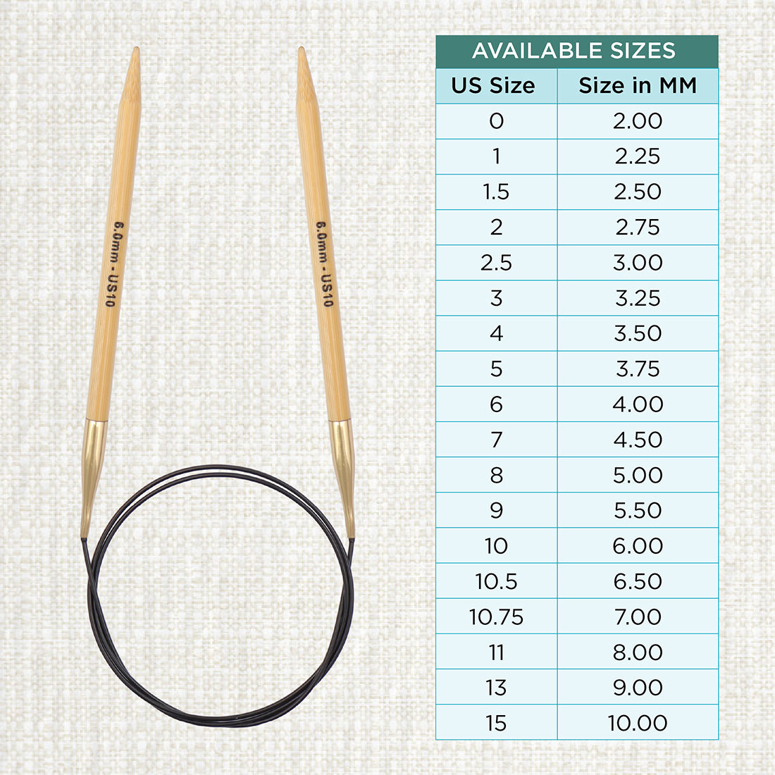 KnitPro bamboo fixed circular knitting needle 6.0mm with 80cm black cable