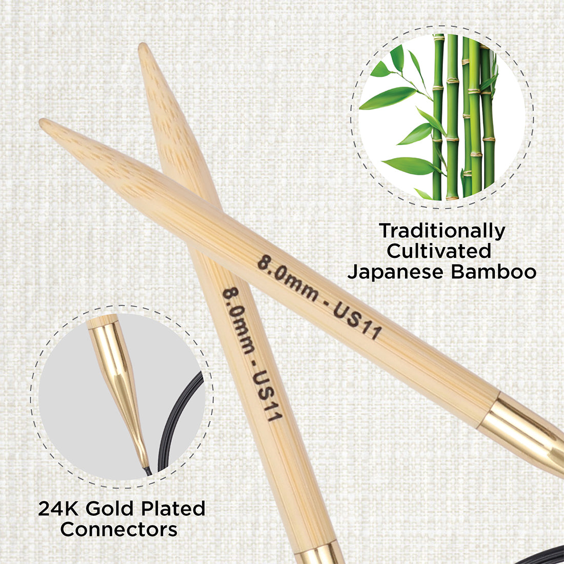 KnitPro bamboo fixed circular knitting needle 8.0mm with 80cm black cable