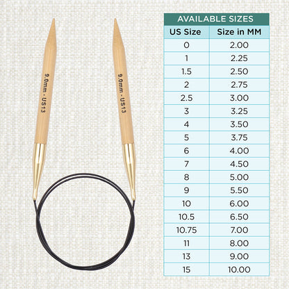 KnitPro bamboo fixed circular knitting needle 9.0mm with 80cm black cable