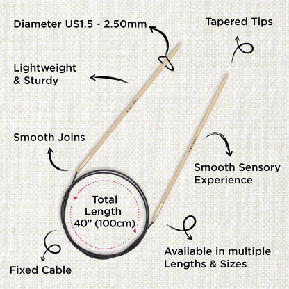 KnitPro bamboo fixed circular knitting needle 2.5mm with 100cm black cable