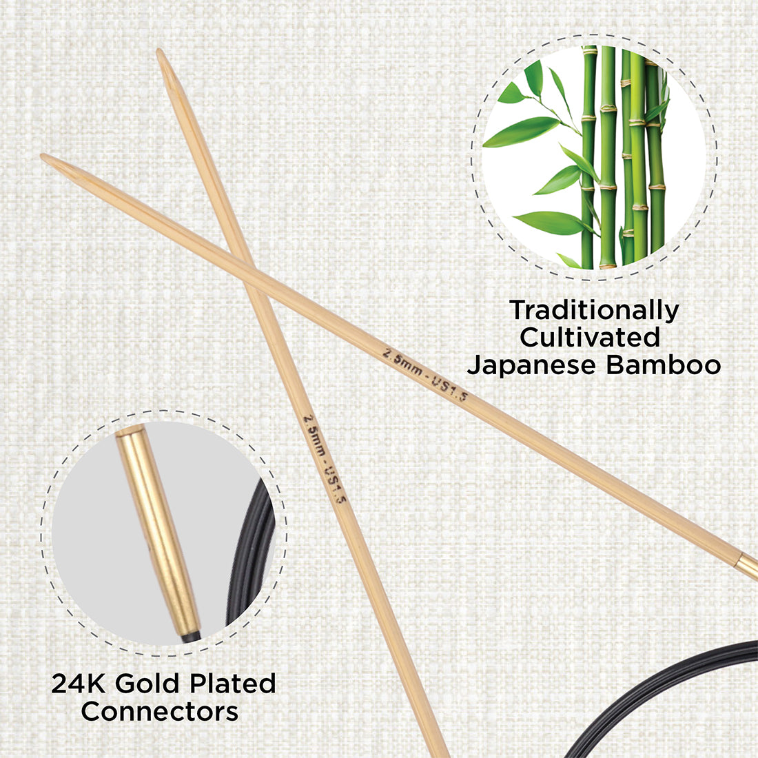 KnitPro bamboo fixed circular knitting needle 2.5mm with 100cm black cable