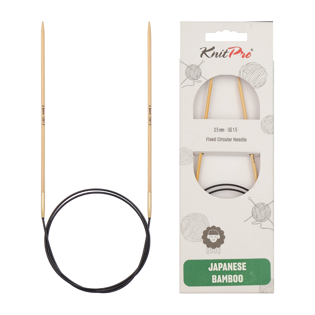 KnitPro bamboo fixed circular knitting needle 2.5mm with 100cm black cable