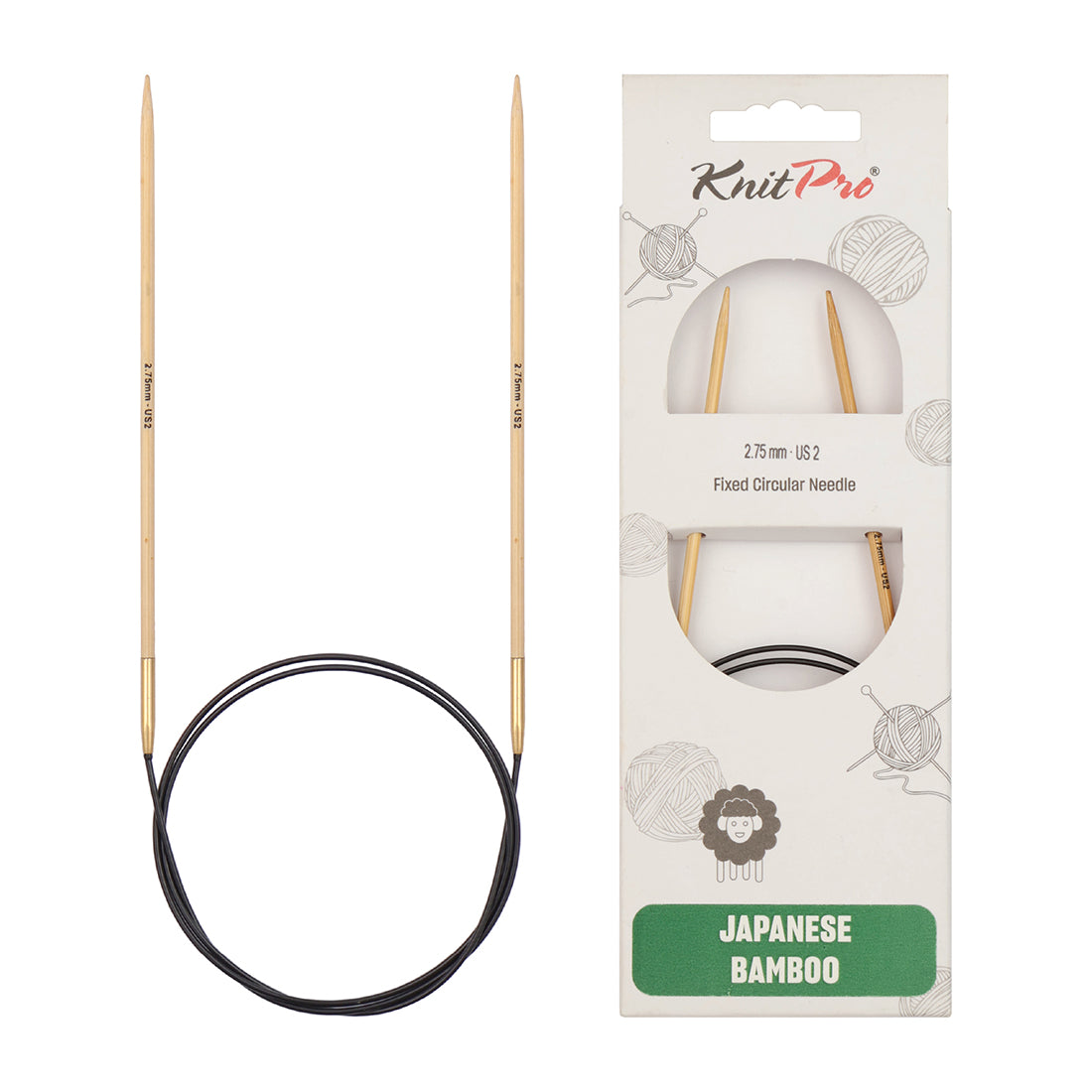 KnitPro bamboo fixed circular knitting needle 2.75mm with 100cm black cable