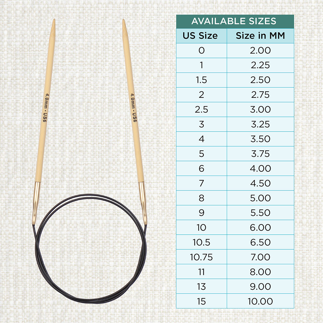 KnitPro bamboo fixed circular knitting needle 4.0mm with 100cm black cable
