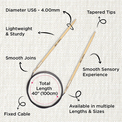KnitPro bamboo fixed circular knitting needle 4.0mm with 100cm black cable