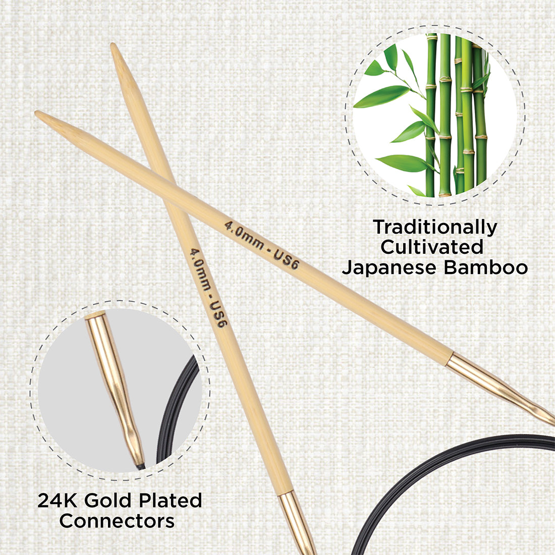 KnitPro bamboo fixed circular knitting needle 4.0mm with 100cm black cable