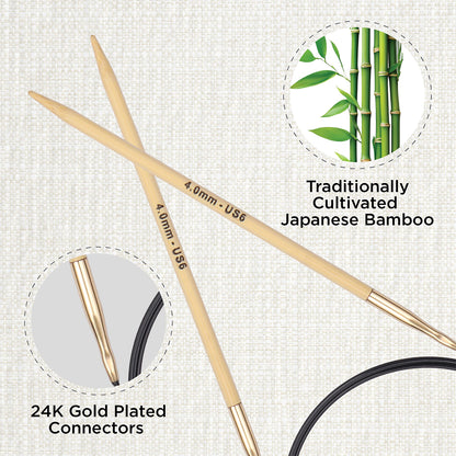 KnitPro bamboo fixed circular knitting needle 4.0mm with 100cm black cable