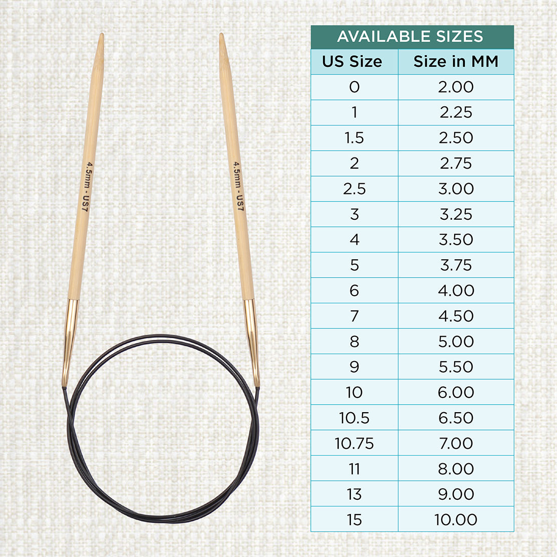 KnitPro bamboo fixed circular knitting needle 4.5mm with 100cm black cable