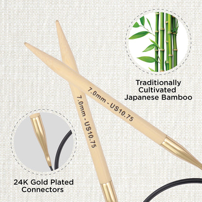 KnitPro bamboo fixed circular knitting needle 7.0mm with 100cm black cable