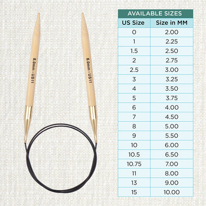 KnitPro bamboo fixed circular knitting needle 8.0mm with 100cm black cable