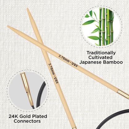 KnitPro bamboo fixed circular knitting needle 3.75mm with 100cm black cable