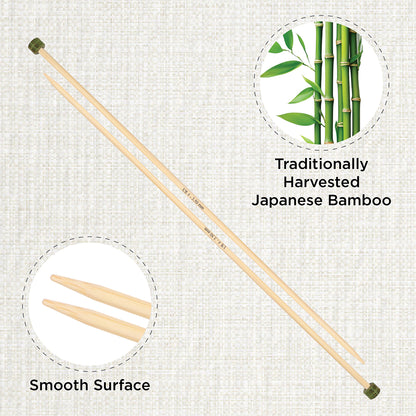 Pair of KnitPro 3.5mm bamboo single pointed knitting needles with green end caps
