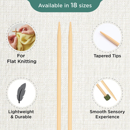 Pair of KnitPro 3.75mm bamboo single pointed knitting needles with green end caps