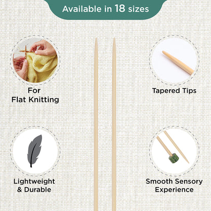 Pair of KnitPro 2.5mm bamboo single pointed knitting needles with green end caps