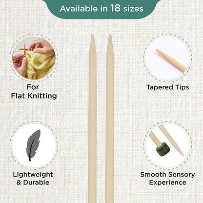 Pair of KnitPro 33cm bamboo knitting needles in 5mm with green heads