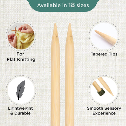 Pair of KnitPro 33cm bamboo knitting needles in 10mm with green heads