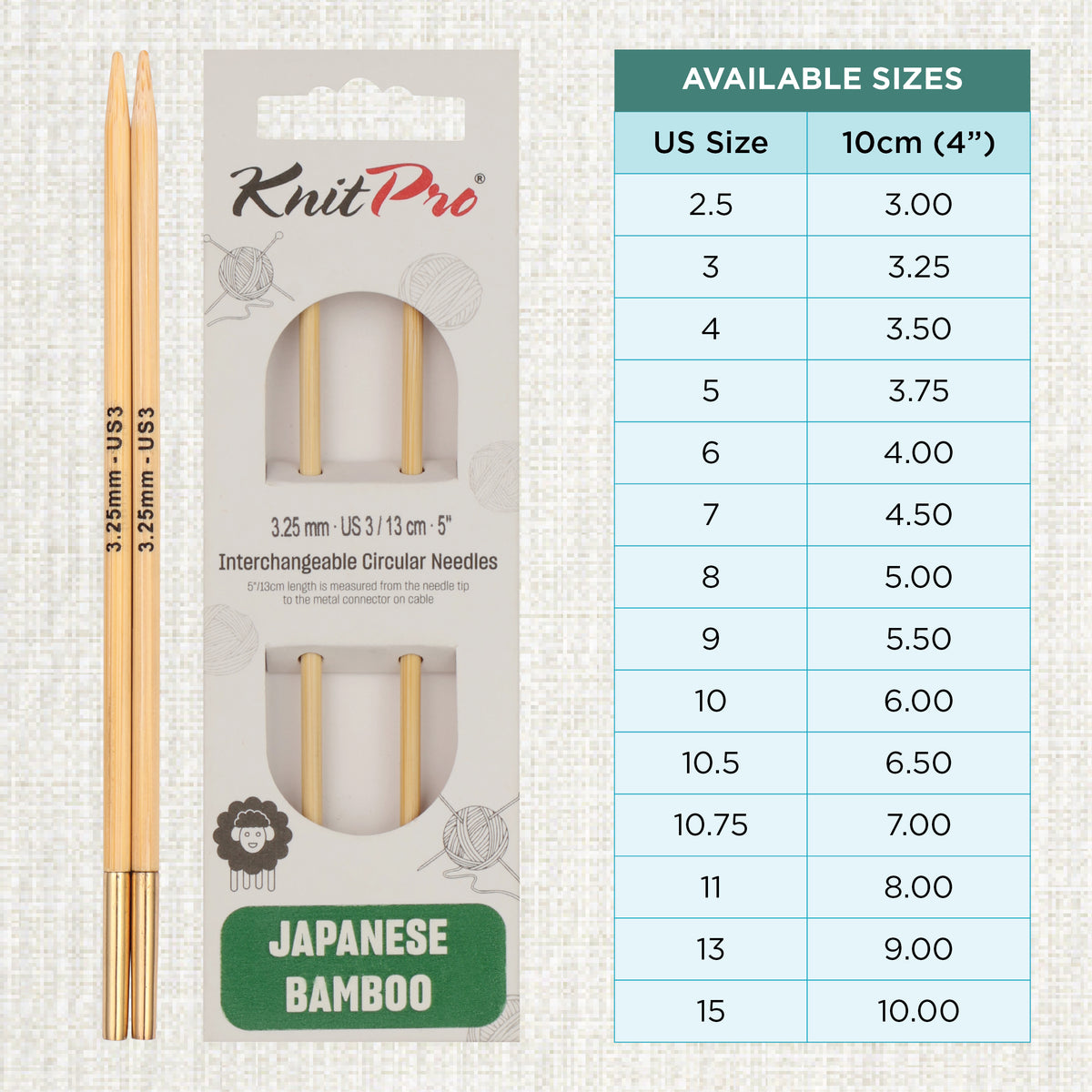 Pair of KnitPro 3.25mm bamboo interchangeable circular needle tips