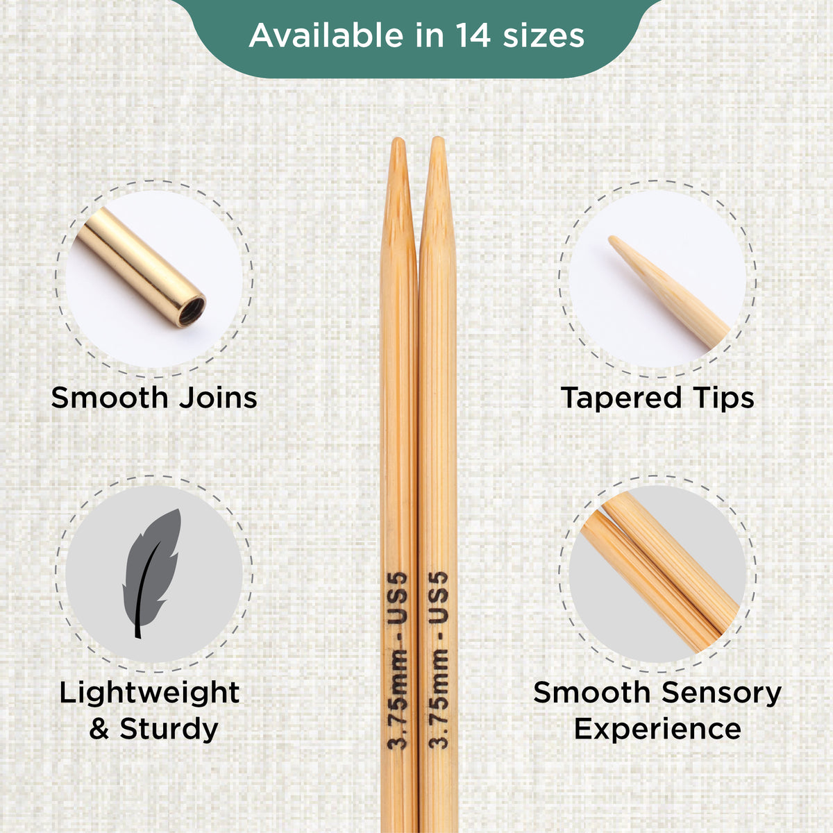 Pair of KnitPro 3.75mm bamboo interchangeable circular needle tips