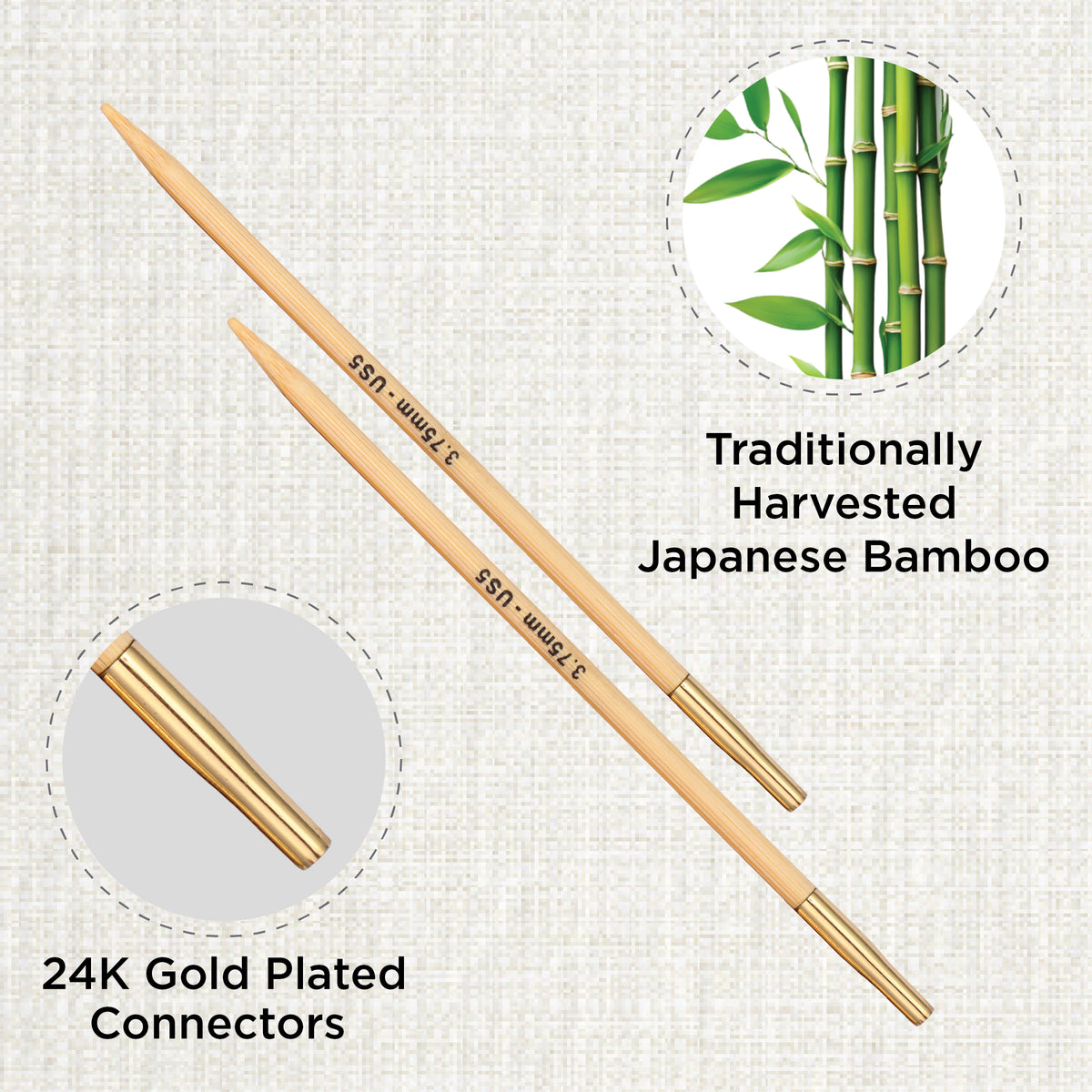Pair of KnitPro 3.75mm bamboo interchangeable circular needle tips