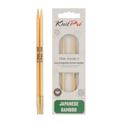Pair of KnitPro 3.75mm bamboo interchangeable circular needle tips