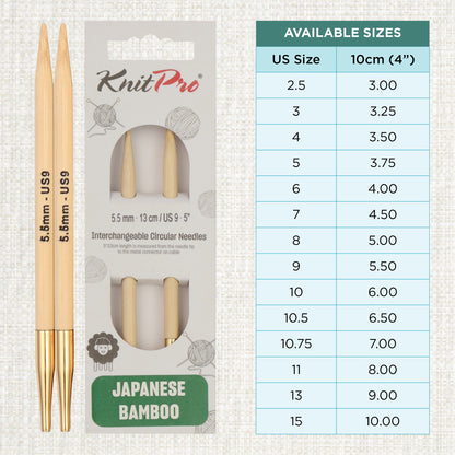 Pair of KnitPro 5.5mm bamboo interchangeable circular needle tips