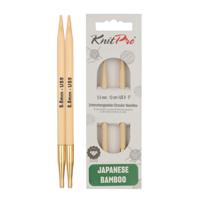 Pair of KnitPro 5.5mm bamboo interchangeable circular needle tips