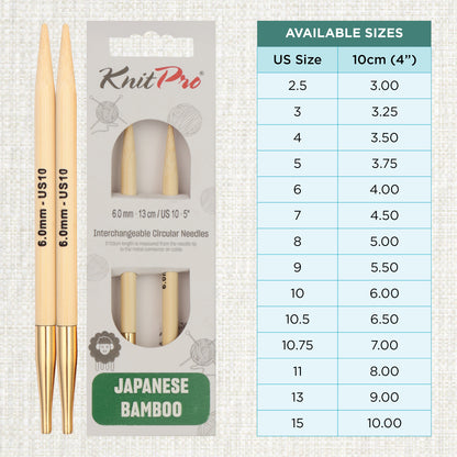 Pair of KnitPro 6mm bamboo interchangeable circular needle tips