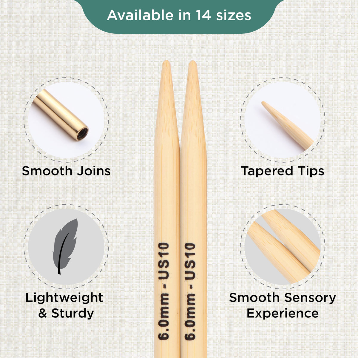 Pair of KnitPro 6mm bamboo interchangeable circular needle tips