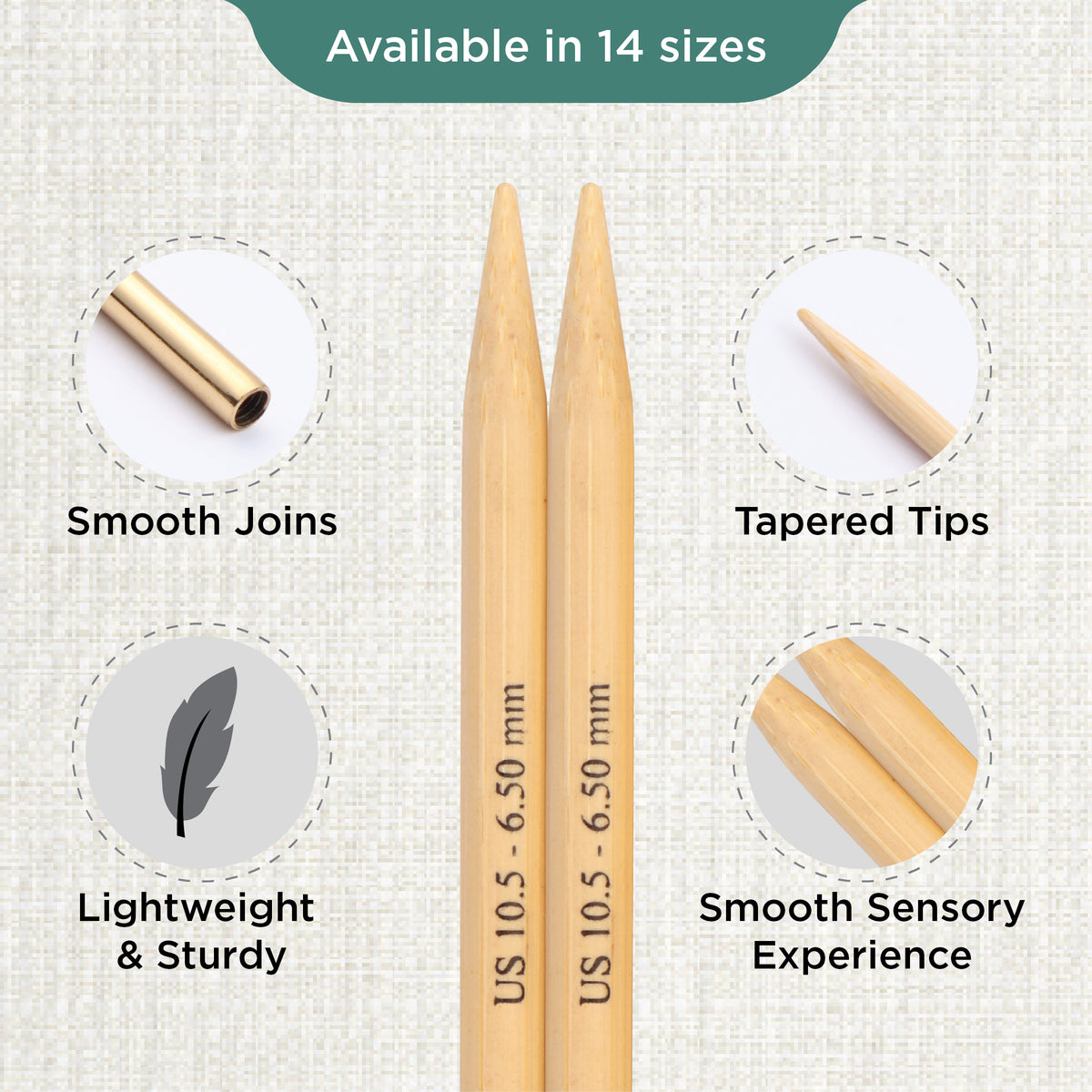 Pair of KnitPro 6.5mm bamboo interchangeable circular needle tips